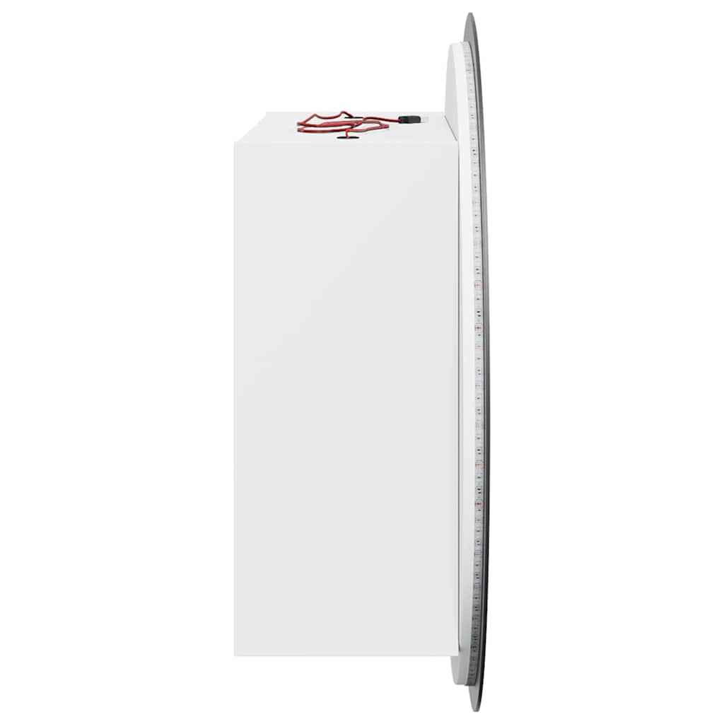 Bathroom Cabinet with Round Mirror&LED White 40x40x17.5 cm