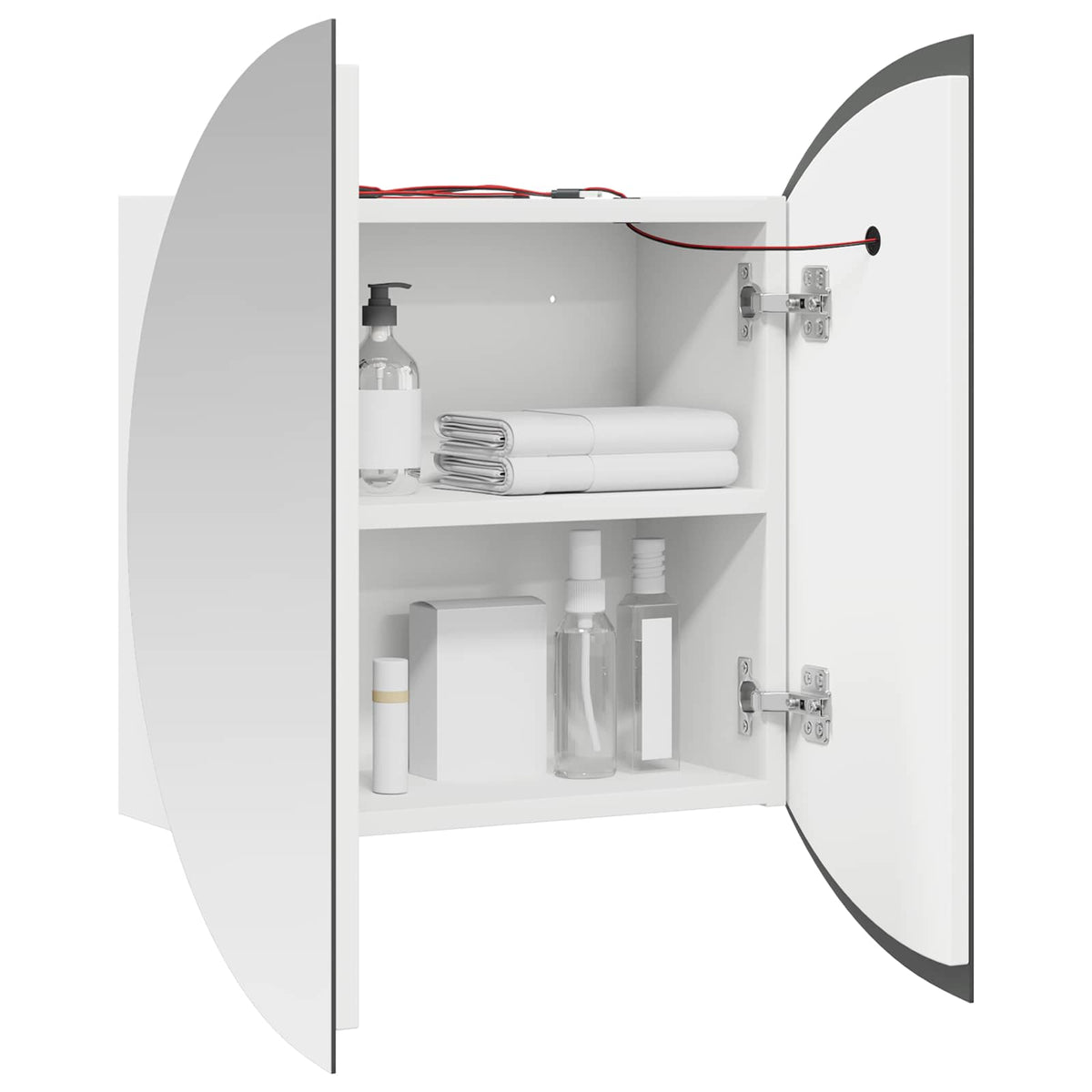 Bathroom Cabinet with Round Mirror&LED White 40x40x17,5 cm