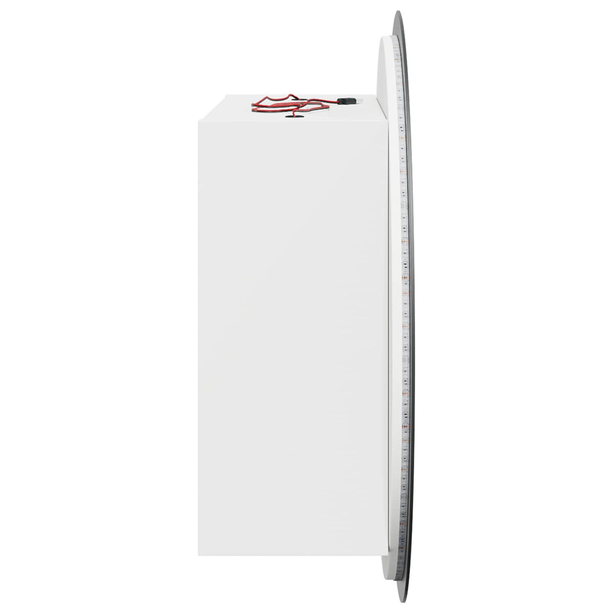 Bathroom Cabinet with Round Mirror&LED White 40x40x17,5 cm