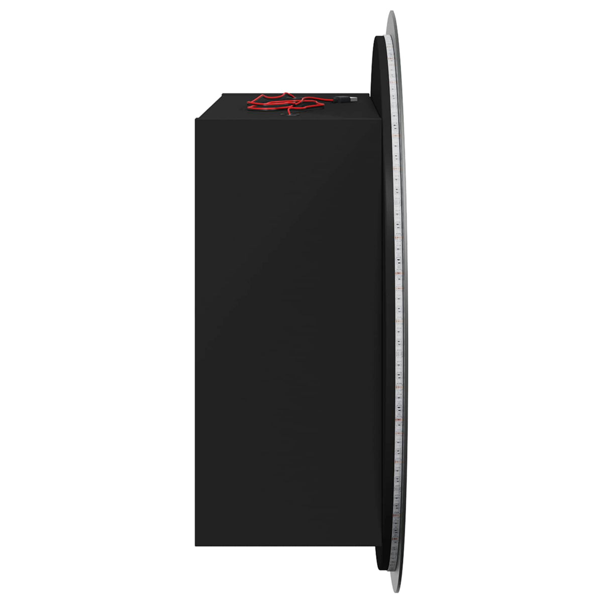 Bathroom Cabinet with Round Mirror&LED Black 40x40x17,5 cm