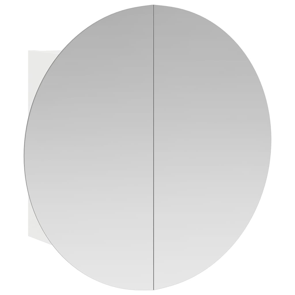 Bathroom Cabinet with Round Mirror&LED White 47x47x17.5 cm