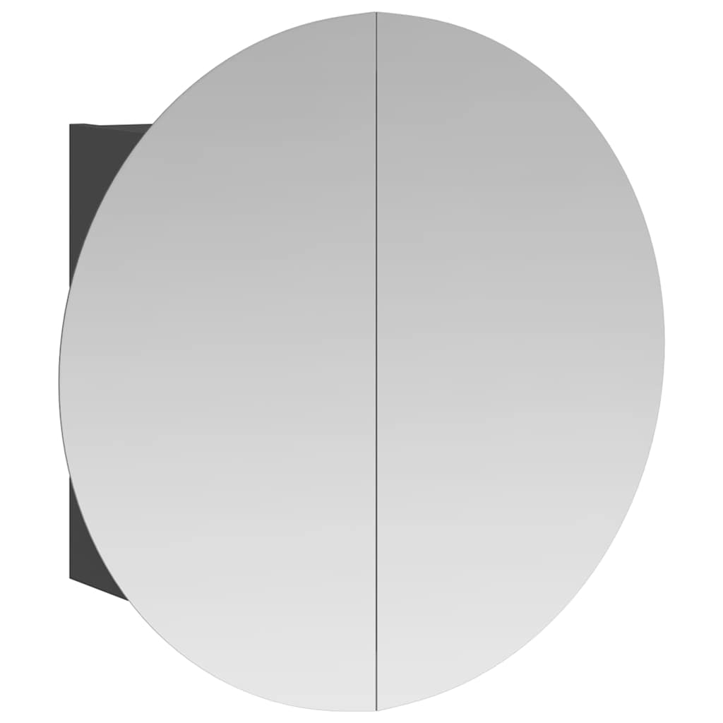 Bathroom Cabinet with Round Mirror&LED Grey 47x47x17.5 cm