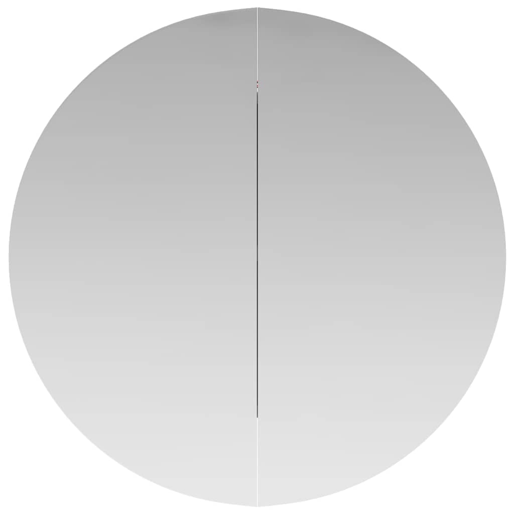 Bathroom Cabinet with Round Mirror&LED Oak 47x47x17.5 cm