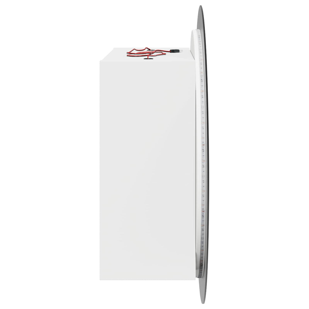 Bathroom Cabinet with Round Mirror&LED White 54x54x17,5 cm