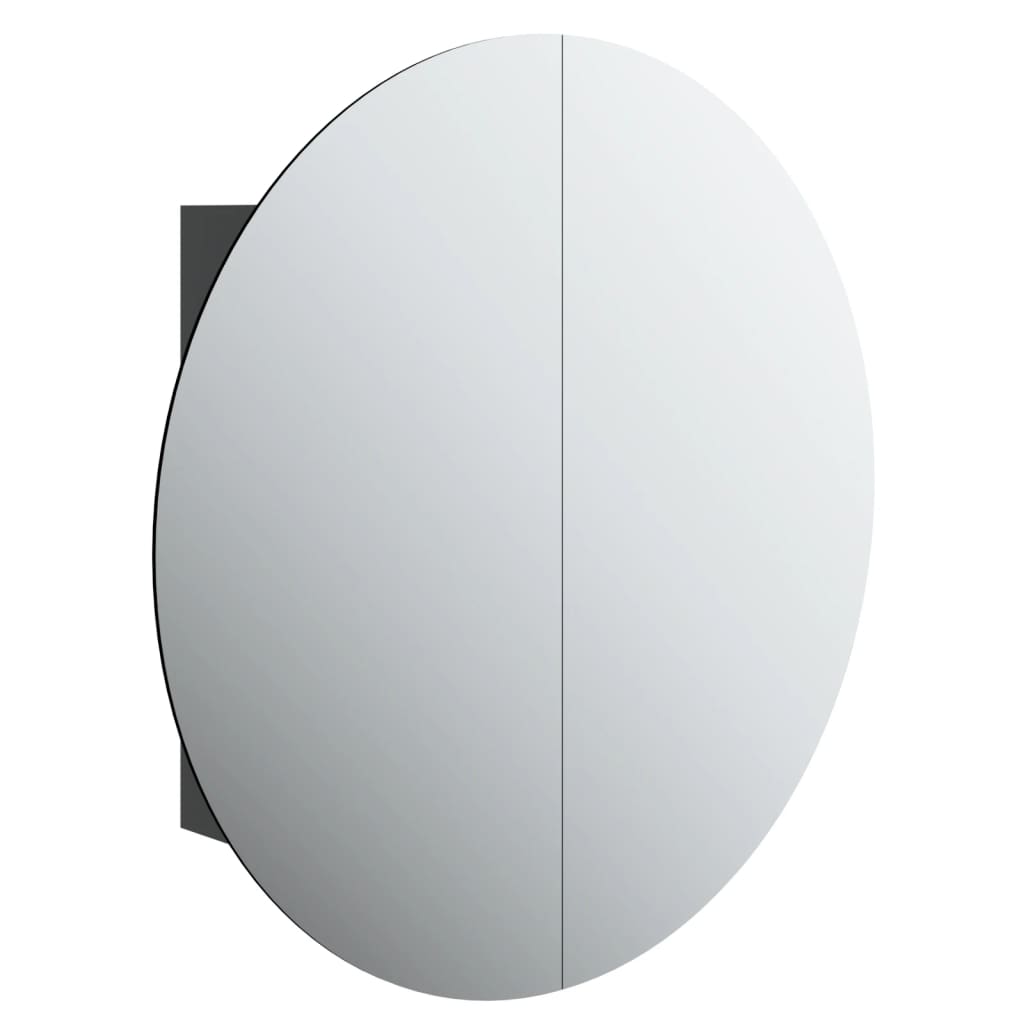 vidaXL Bathroom Cabinet with Round Mirror&LED Black 54x54x17.5 cm