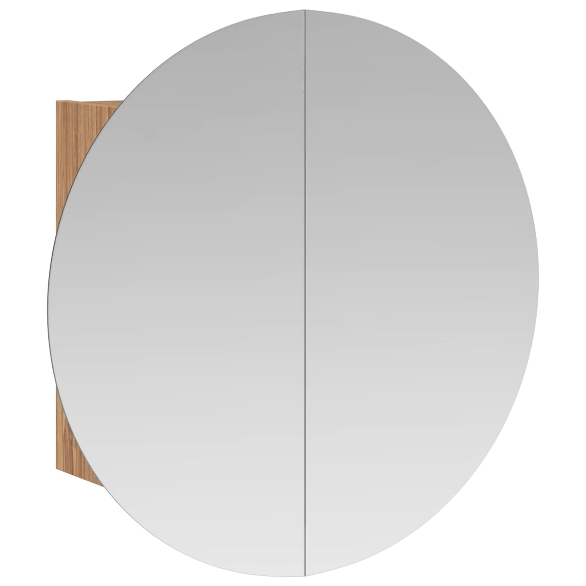 Bathroom Cabinet with Round Mirror&LED Oak 54x54x17,5 cm
