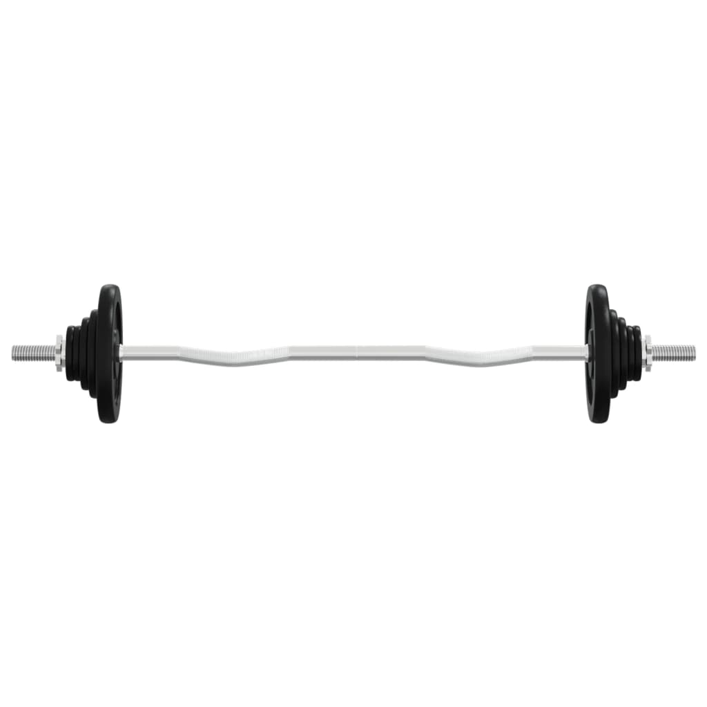 vidaXL Barbell with Plates Set 30 kg Cast Iron & Chrome Plated Steel