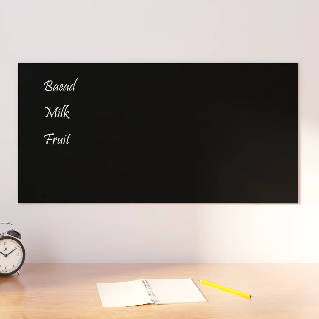 vidaXL Wall-mounted Magnetic Board Black 80x40 cm Tempered Glass