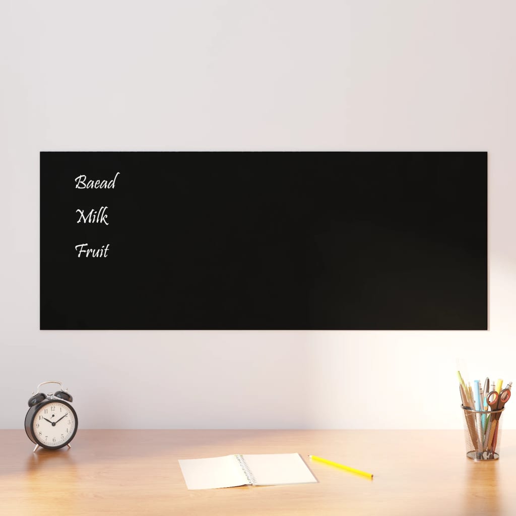 vidaXL Wall-mounted Magnetic Board Black 100x40 cm Tempered Glass