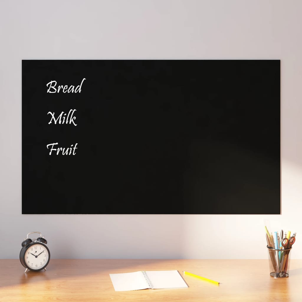 vidaXL Wall-mounted Magnetic Board Black 100x60 cm Tempered Glass