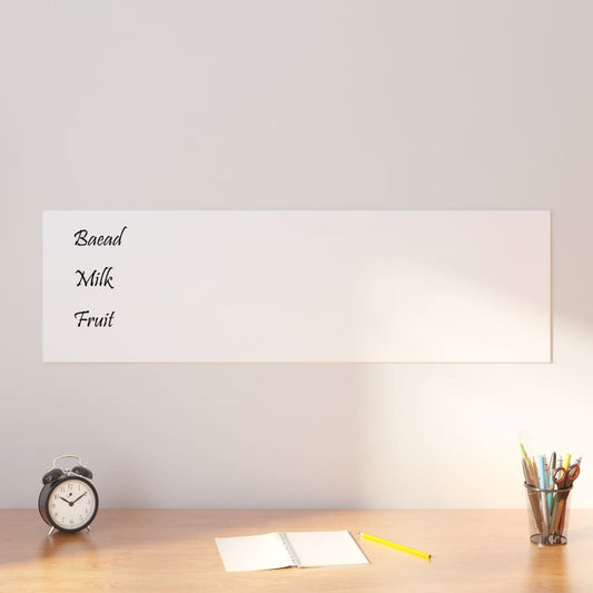 vidaXL Wall-mounted Magnetic Board White 100x30 cm Tempered Glass