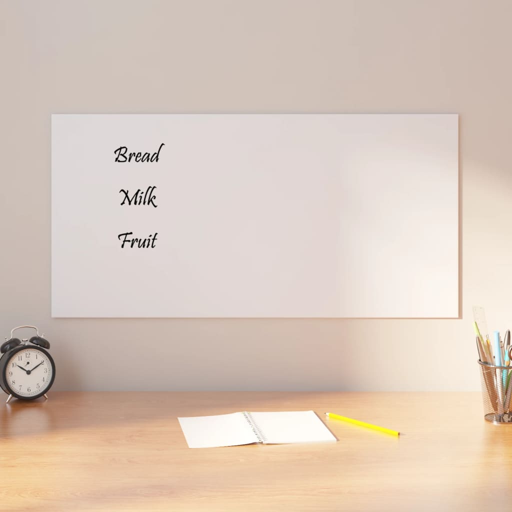 Wall-mounted Magnetic Board White 80x40 cm Tempered Glass