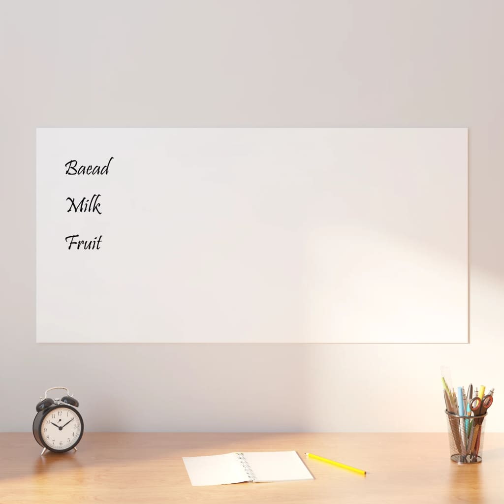 vidaXL Wall-mounted Magnetic Board White 100x50 cm Tempered Glass