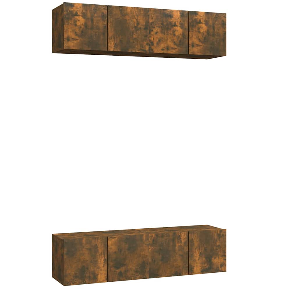 4 Piece Wall-mounted TV Cabinet Set Smoked Oak 60x30x30 cm Engineered Wood