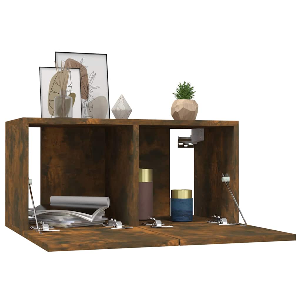 4 Piece Wall-mounted TV Cabinet Set Smoked Oak 60x30x30 cm Engineered Wood