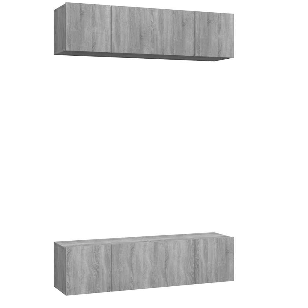 4 Piece Wall-mounted TV Cabinet Set Grey Sonoma 60x30x30 cm Engineered Wood