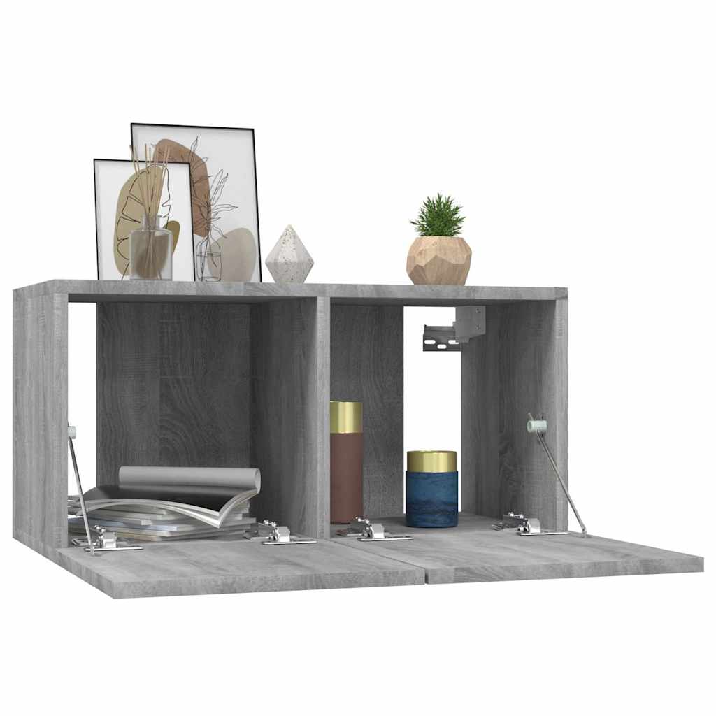 4 Piece Wall-mounted TV Cabinet Set Grey Sonoma 60x30x30 cm Engineered Wood