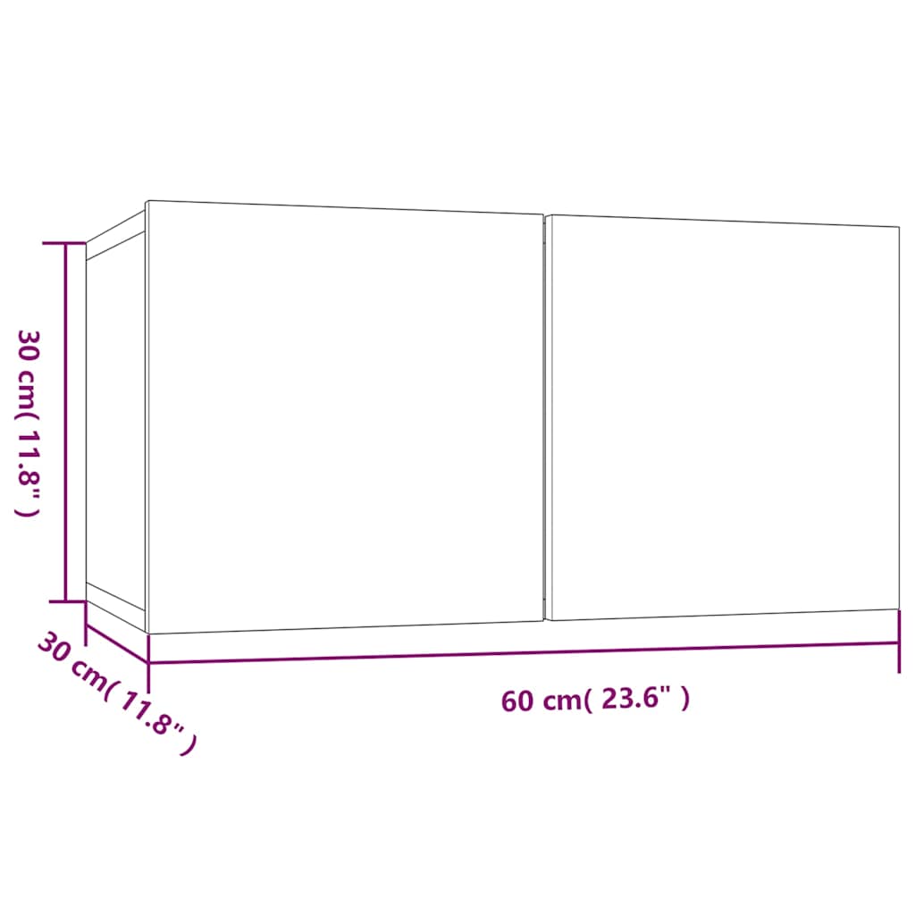 4 Piece Wall-mounted TV Cabinet Set Grey Sonoma 60x30x30 cm Engineered Wood