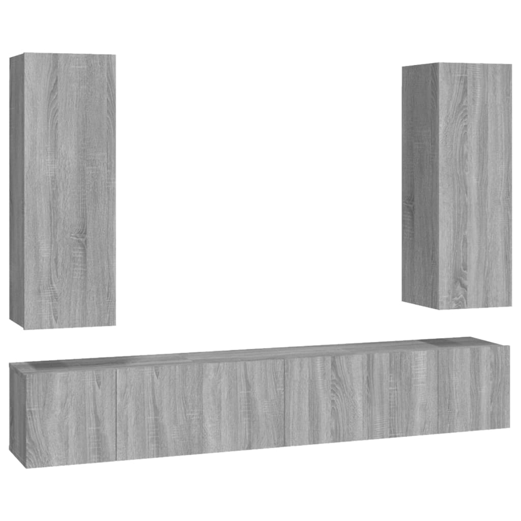 5 Piece TV Cabinet Set Grey Sonoma Engineered Wood