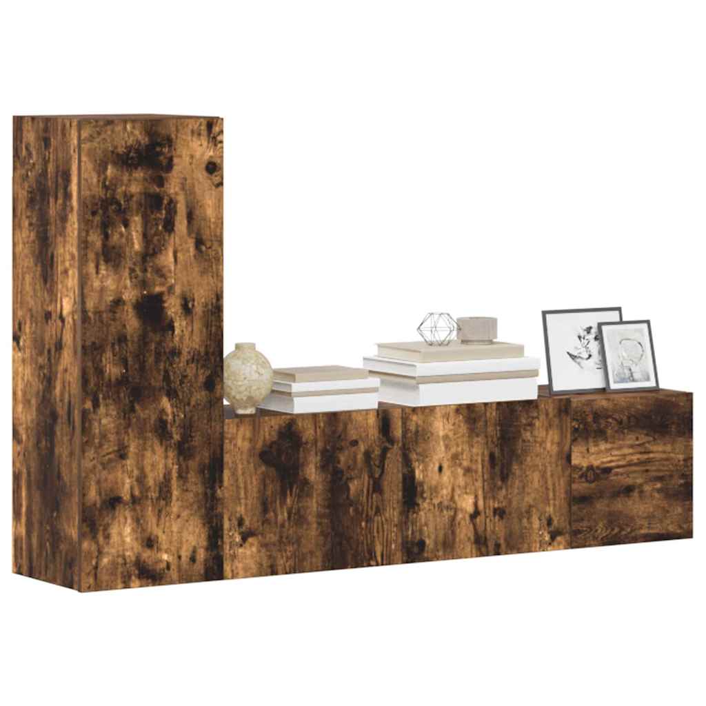 3 Piece TV Cabinet Set Smoked Oak Engineered Wood