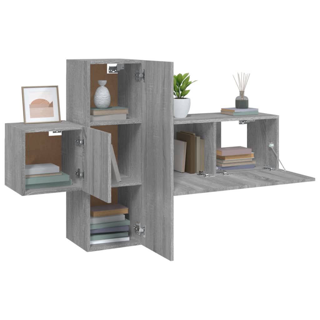 vidaXL 3 Piece TV Cabinet Set Grey Sonoma Engineered Wood