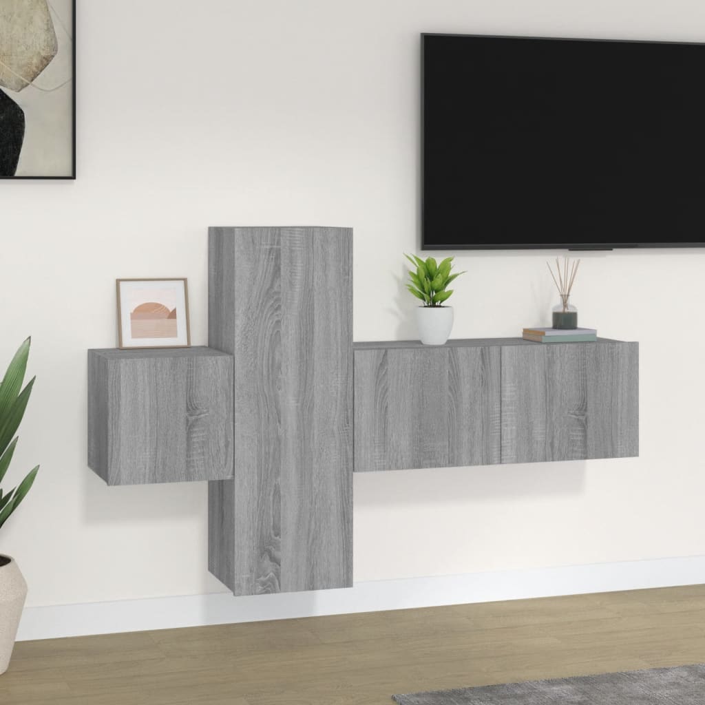 vidaXL 3 Piece TV Cabinet Set Grey Sonoma Engineered Wood