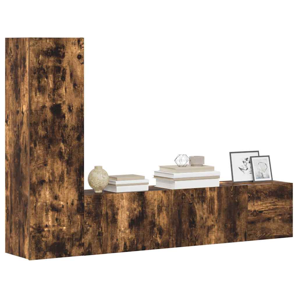 3 Piece TV Cabinet Set Smoked Oak Engineered Wood