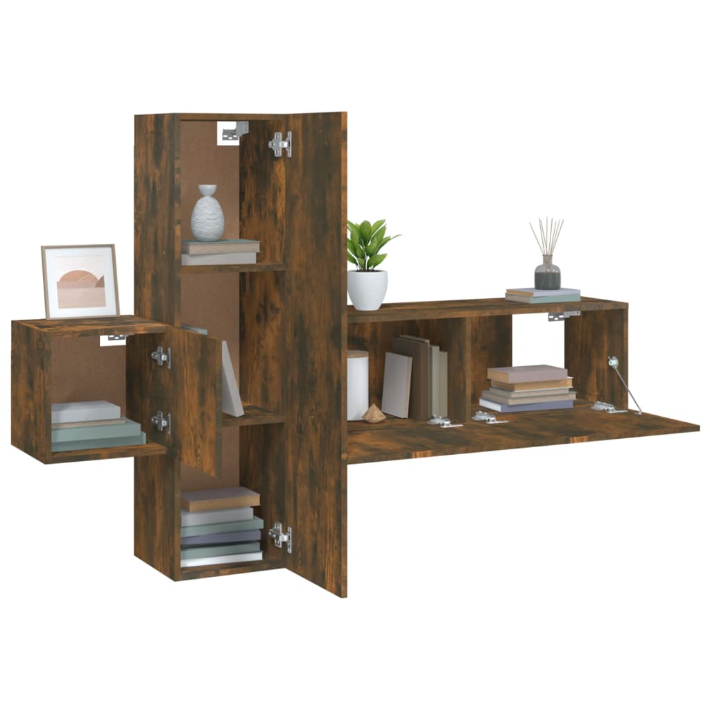 vidaXL 3 Piece TV Cabinet Set Smoked Oak Engineered Wood