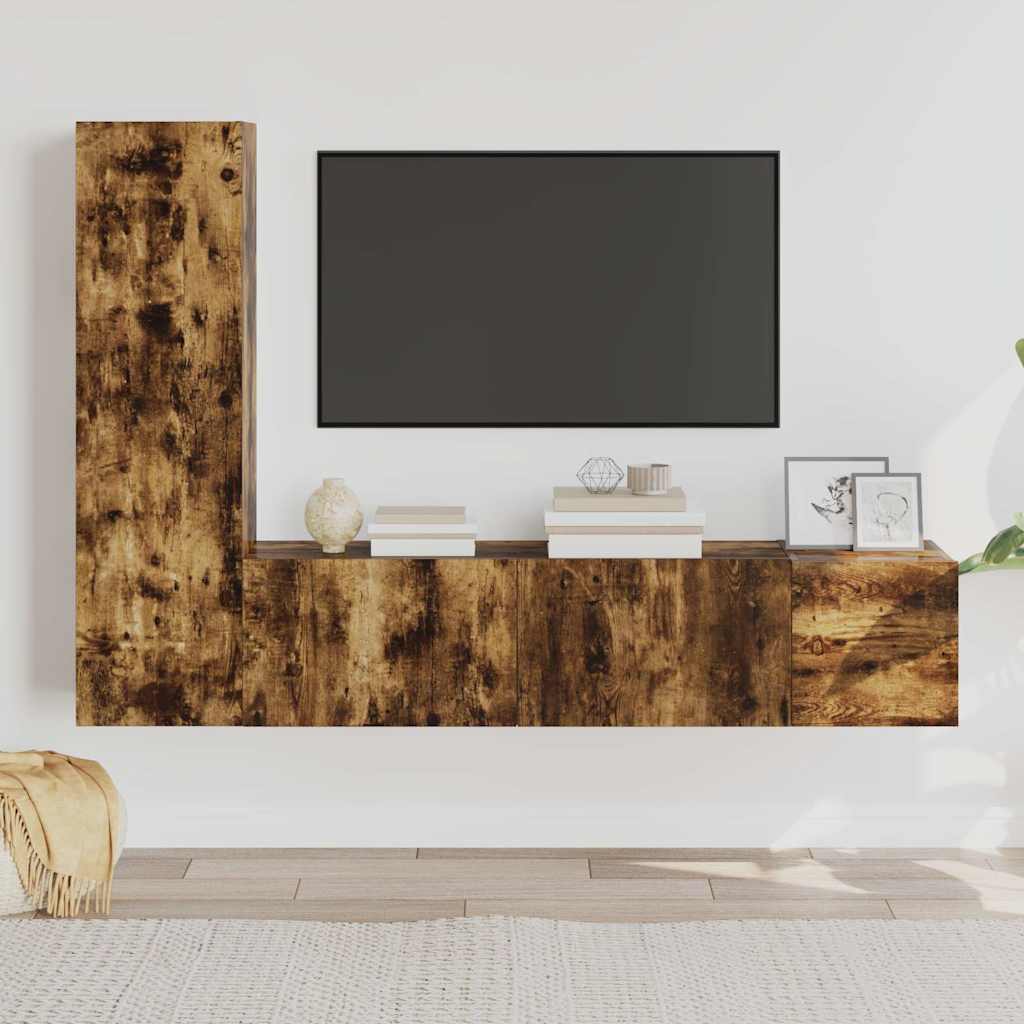 3 Piece TV Cabinet Set Smoked Oak Engineered Wood