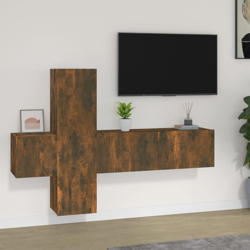 vidaXL 3 Piece TV Cabinet Set Smoked Oak Engineered Wood