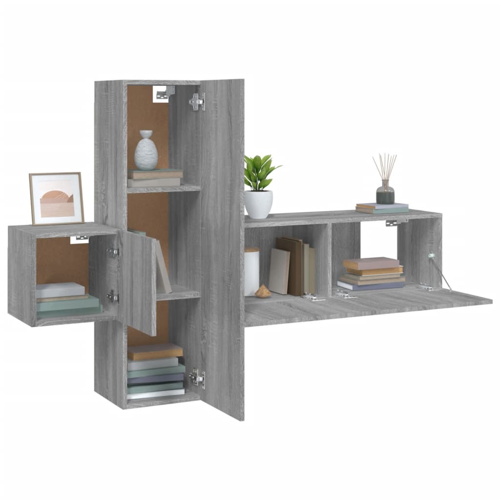 vidaXL 3 Piece TV Cabinet Set Grey Sonoma Engineered Wood