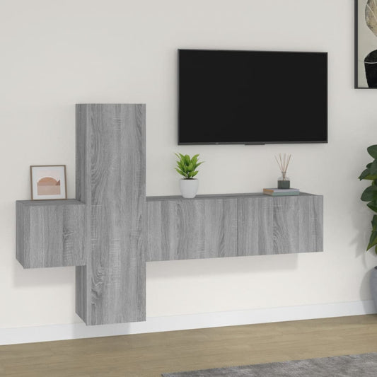 vidaXL 3 Piece TV Cabinet Set Grey Sonoma Engineered Wood