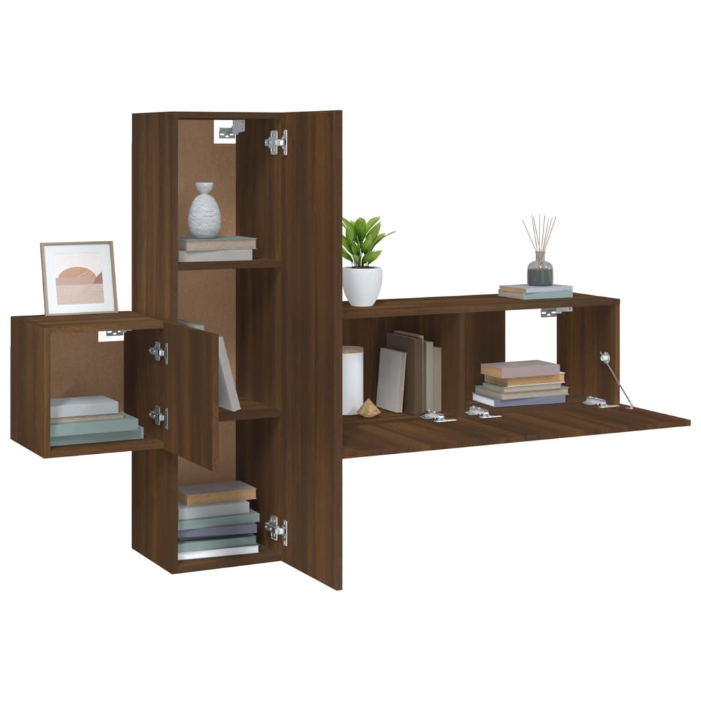 vidaXL 3 Piece TV Cabinet Set Brown Oak Engineered Wood