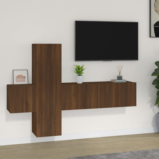 vidaXL 3 Piece TV Cabinet Set Brown Oak Engineered Wood