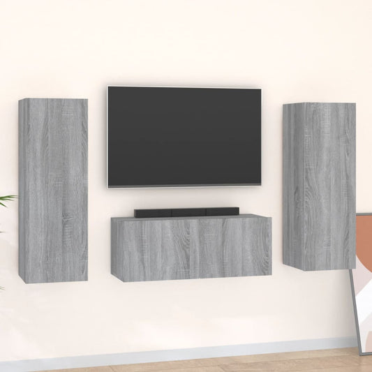 vidaXL 3 Piece TV Cabinet Set Grey Sonoma Engineered Wood