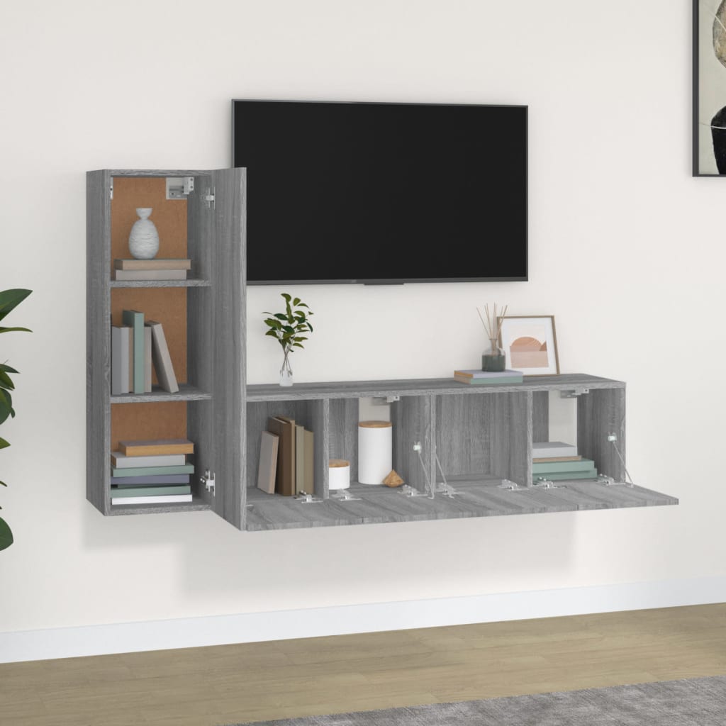3 Piece TV Cabinet Set Grey Sonoma Engineered Wood