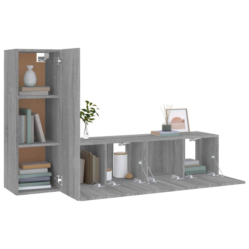 3 Piece TV Cabinet Set Grey Sonoma Engineered Wood