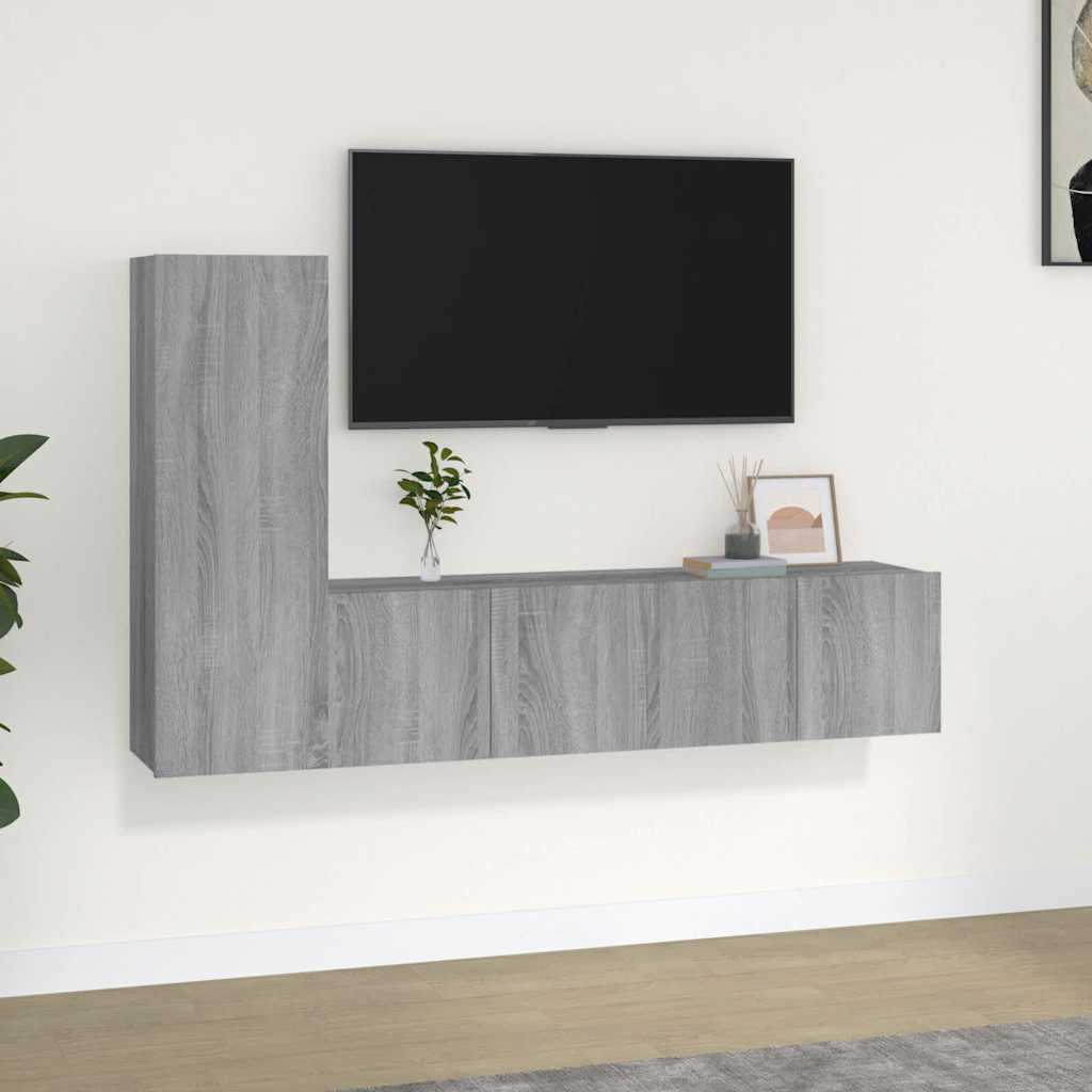 3 Piece TV Cabinet Set Grey Sonoma Engineered Wood