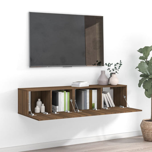 vidaXL 2 Piece TV Cabinet Set Brown Oak Engineered Wood