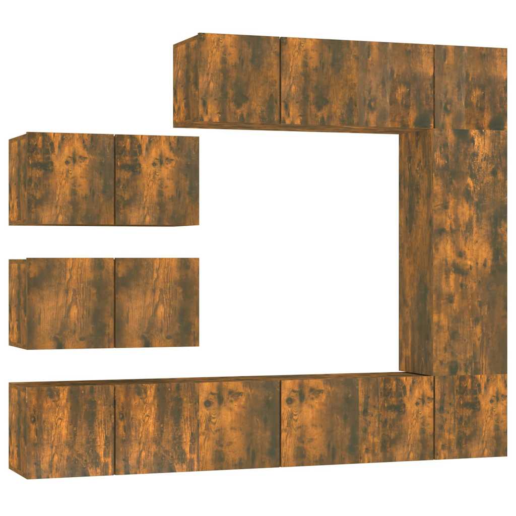 8 Piece TV Cabinet Set Smoked Oak Engineered Wood