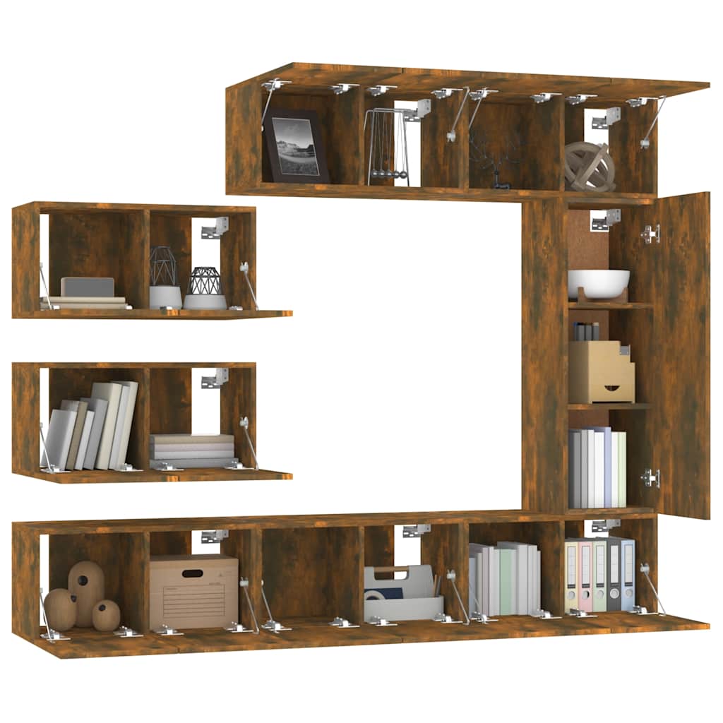 8 Piece TV Cabinet Set Smoked Oak Engineered Wood