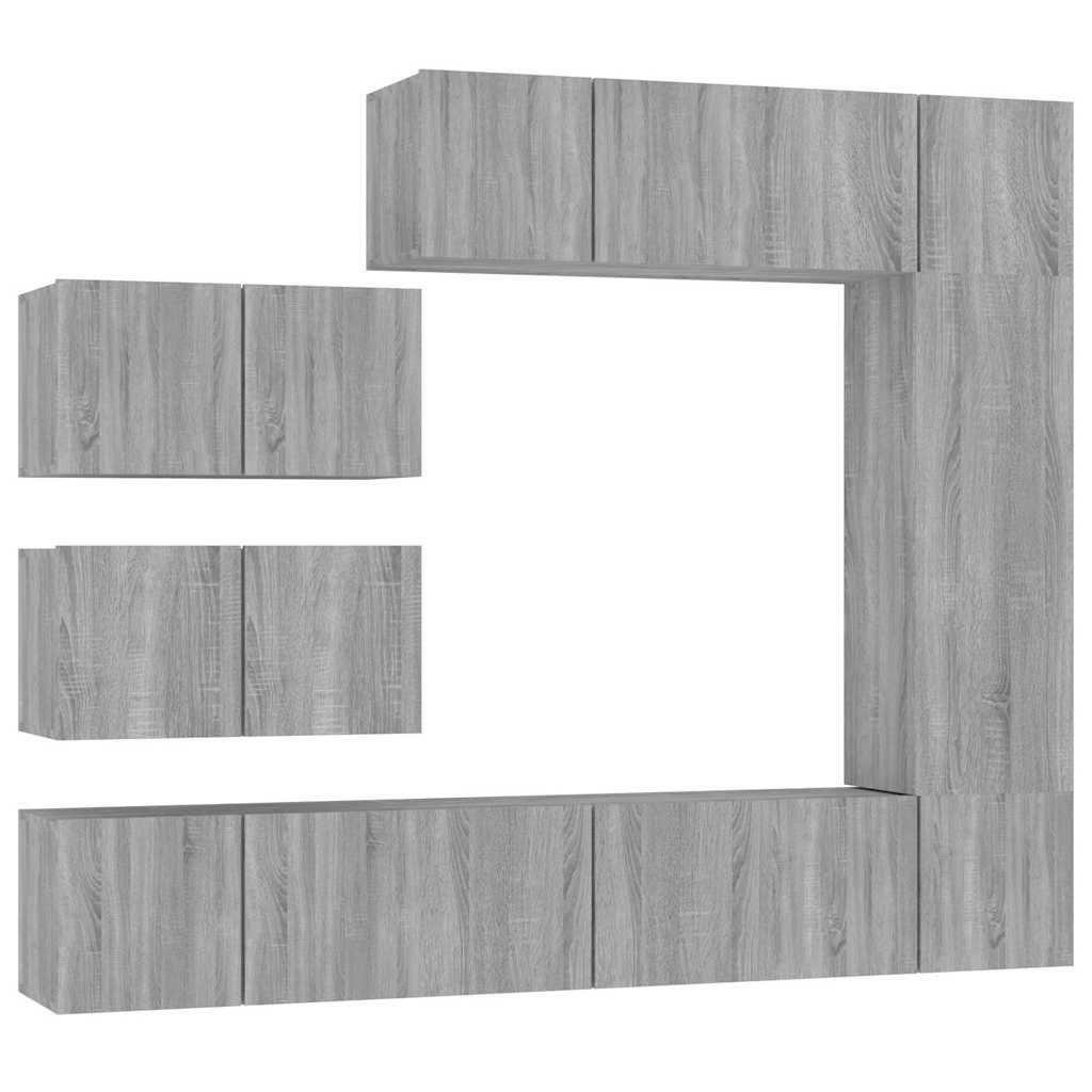 8 Piece TV Cabinet Set Grey Sonoma Engineered Wood