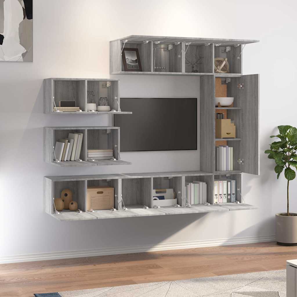8 Piece TV Cabinet Set Grey Sonoma Engineered Wood