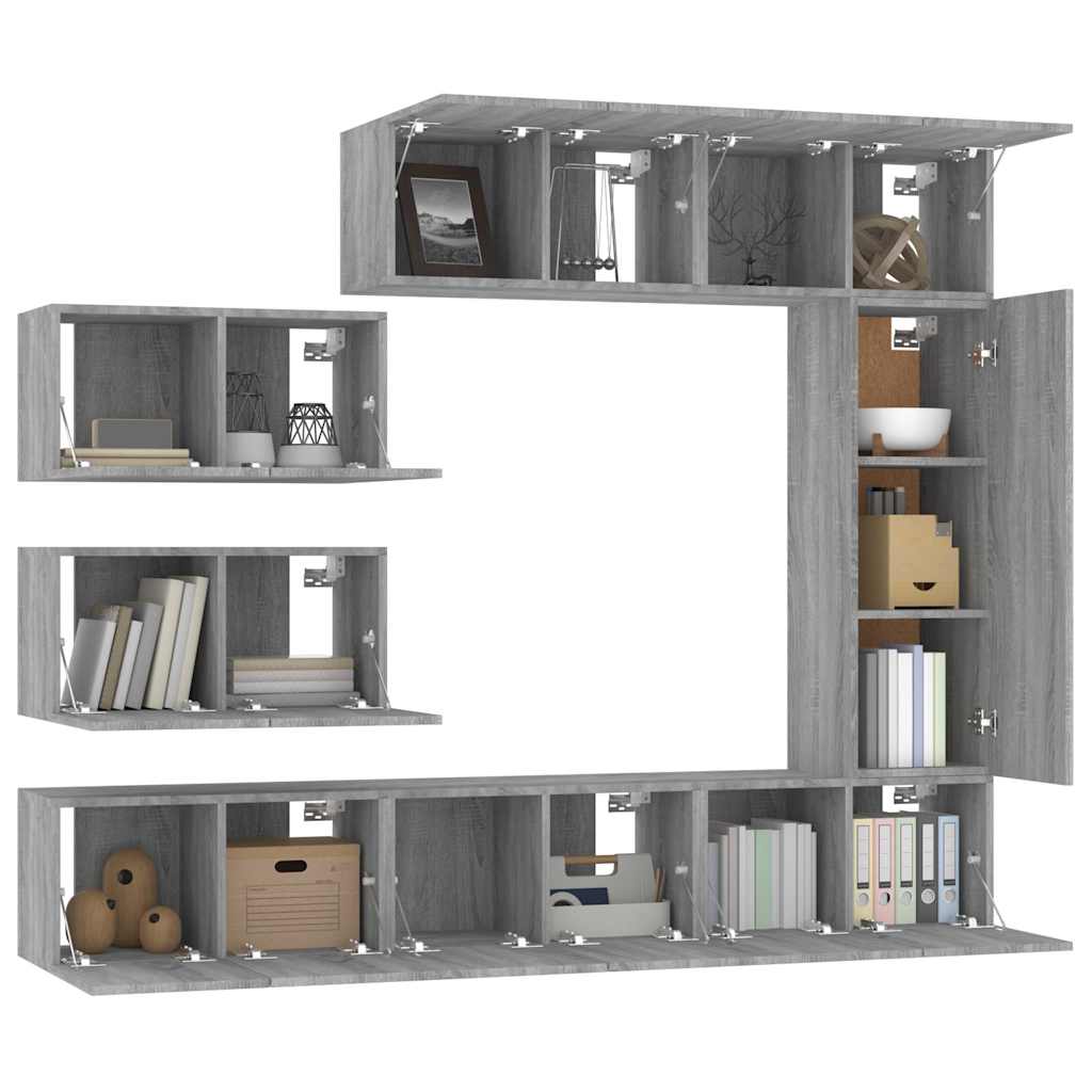 8 Piece TV Cabinet Set Grey Sonoma Engineered Wood