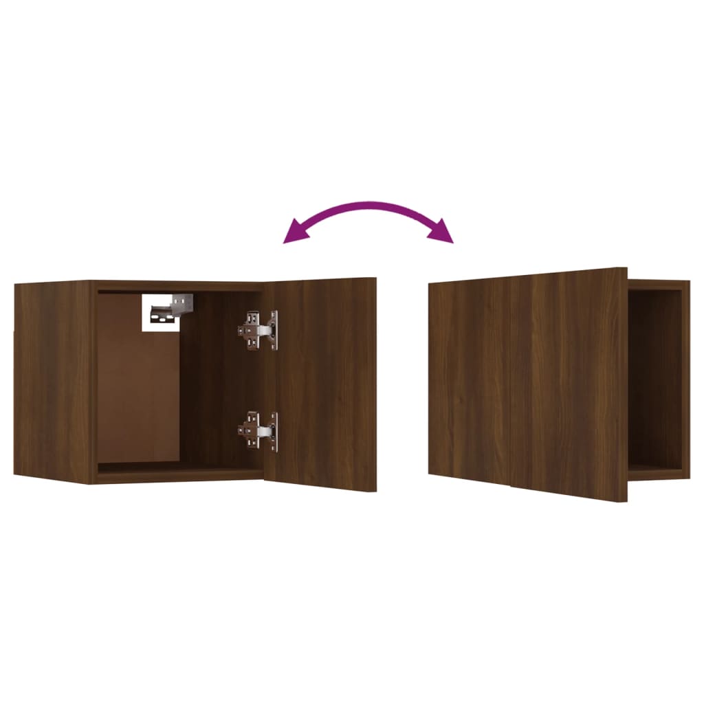 vidaXL Wall-mounted TV Cabinet Set Brown Oak Engineered Wood