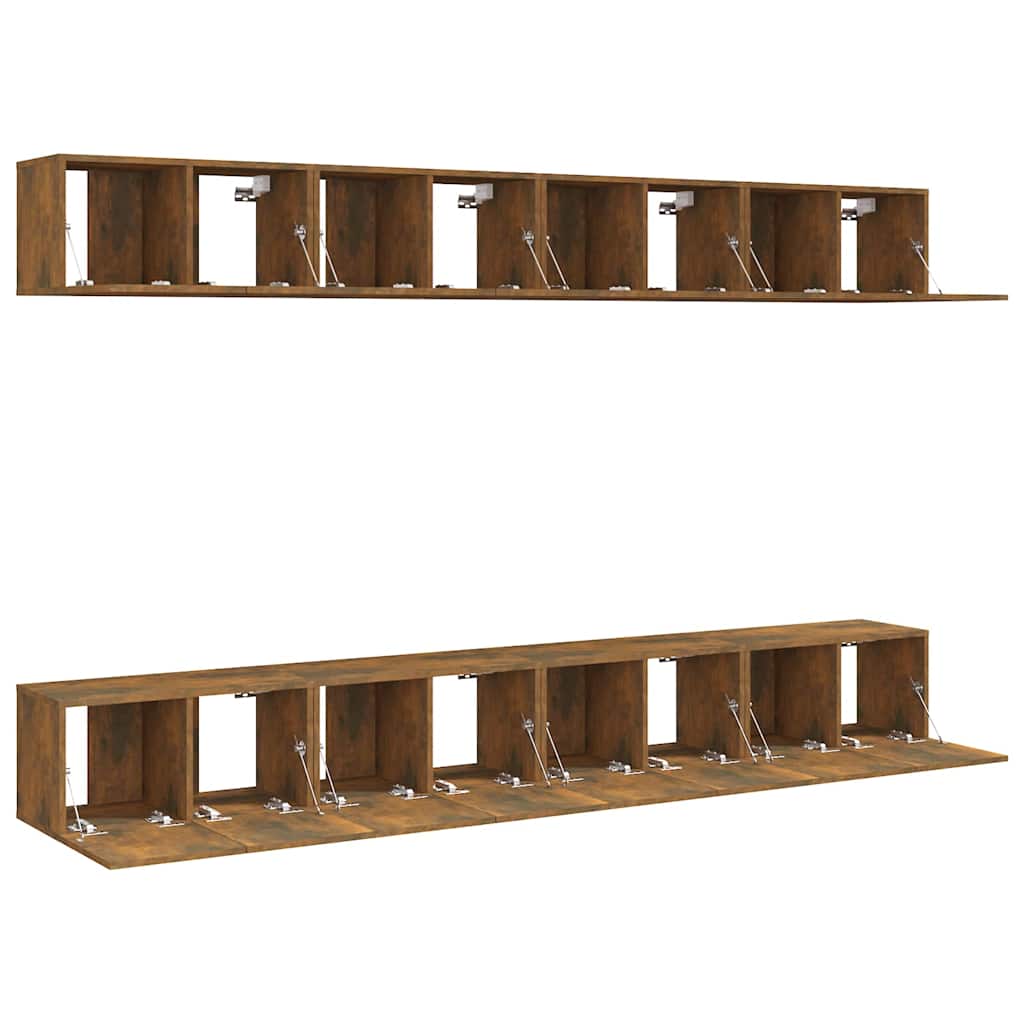 8 Piece Wall-mounted TV Cabinet Set Smoked Oak 60x30x30 cm Engineered Wood