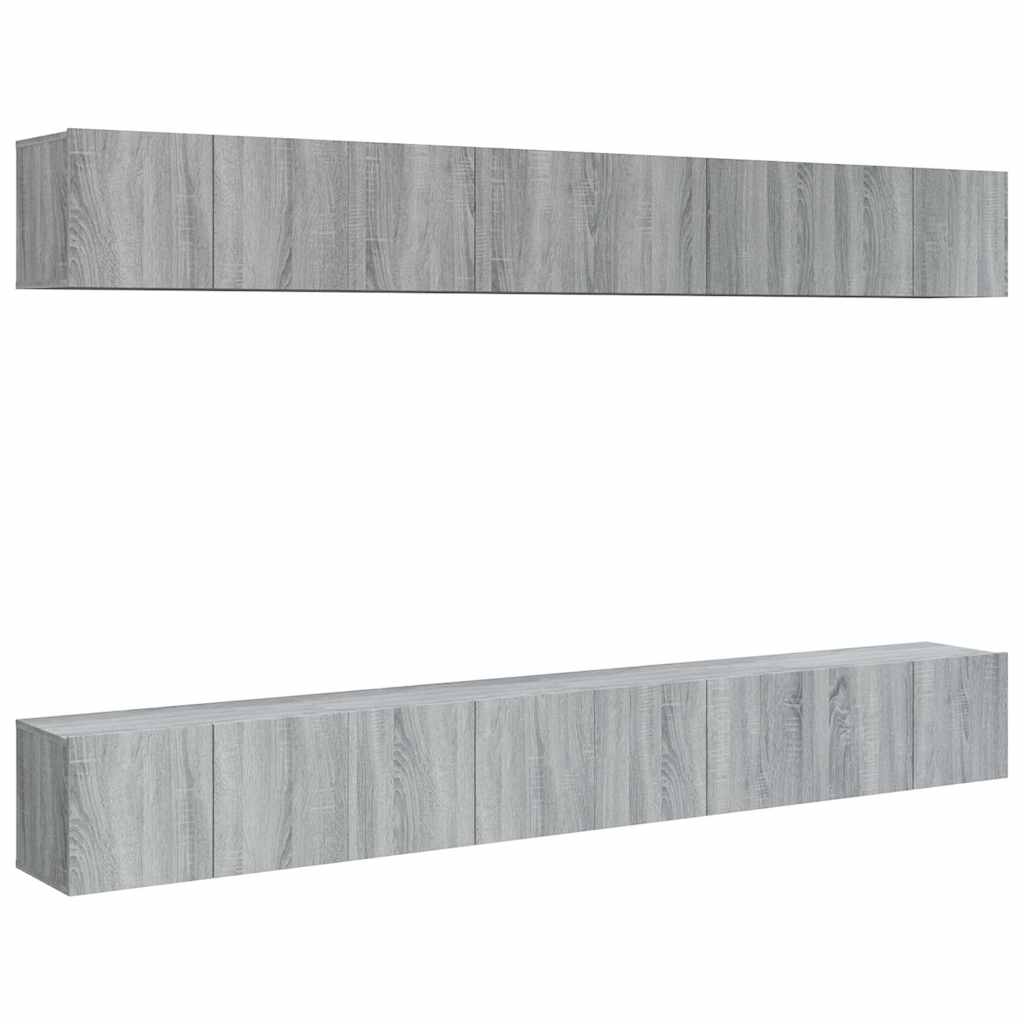 8 Piece Wall-mounted TV Cabinet Set Grey Sonoma 60x30x30 cm Engineered Wood