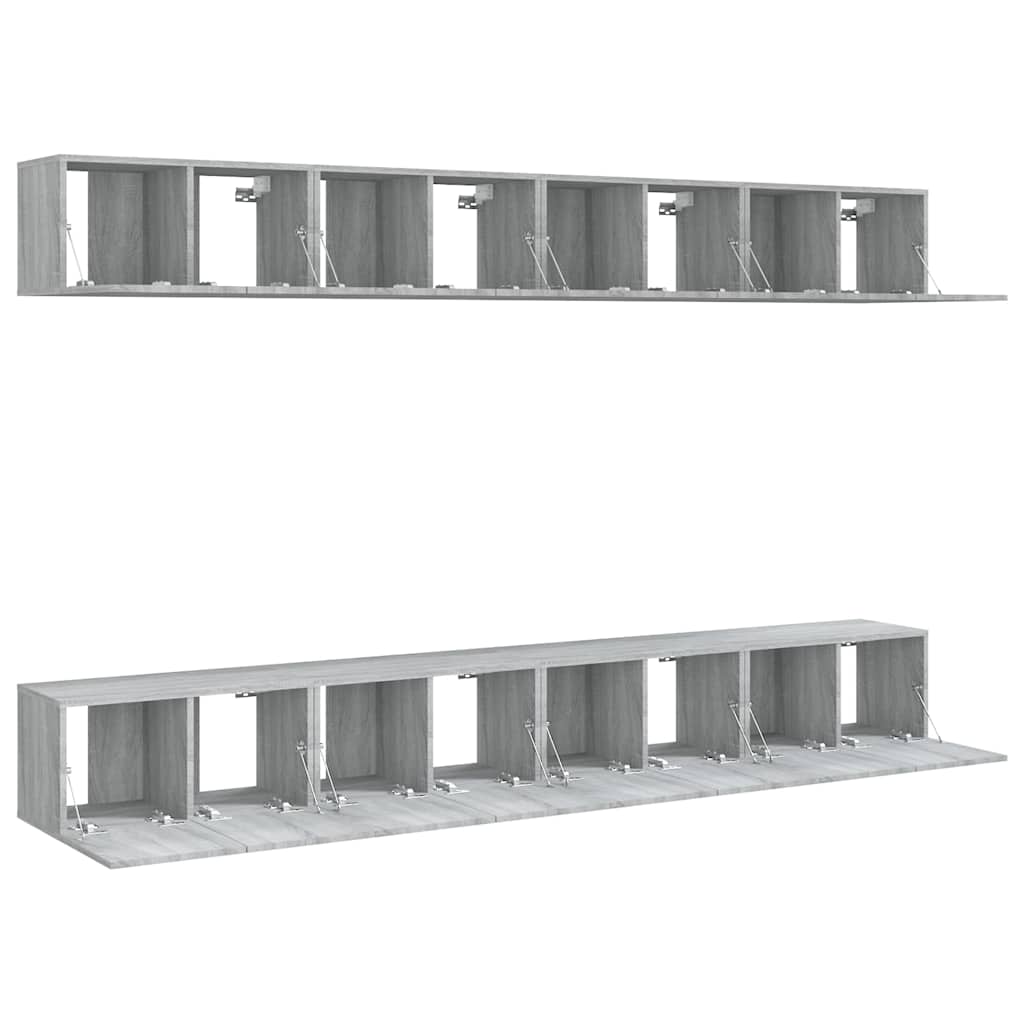 8 Piece Wall-mounted TV Cabinet Set Grey Sonoma 60x30x30 cm Engineered Wood