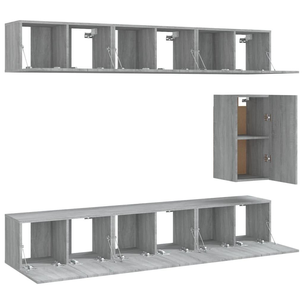 7 Piece TV Cabinet Set Grey Sonoma Engineered Wood
