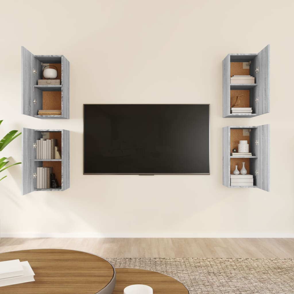 vidaXL TV Cabinets 4 pcs Grey Sonoma 30.5x30x60 cm Engineered Wood